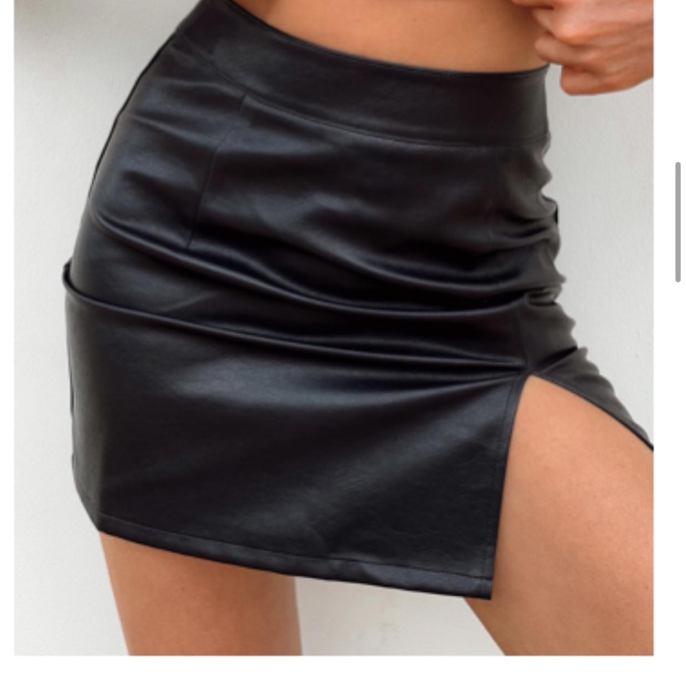 Lioness Black Leather-Look Mini Skirt